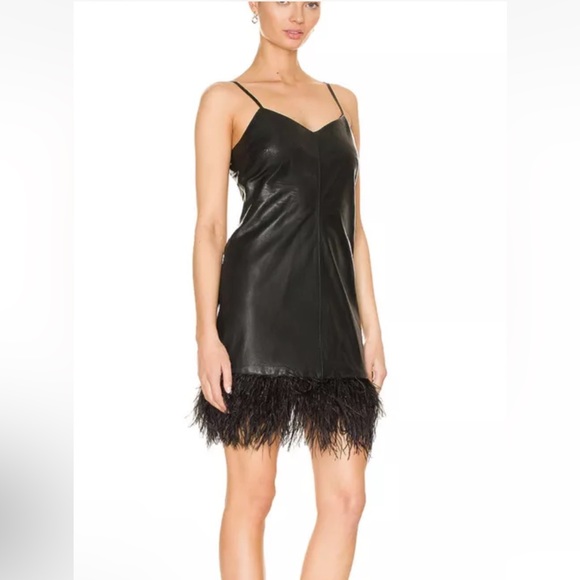 Lamarque Mollie Womens Vegan Leather Feather Mini Dress - Picture 4 of 8